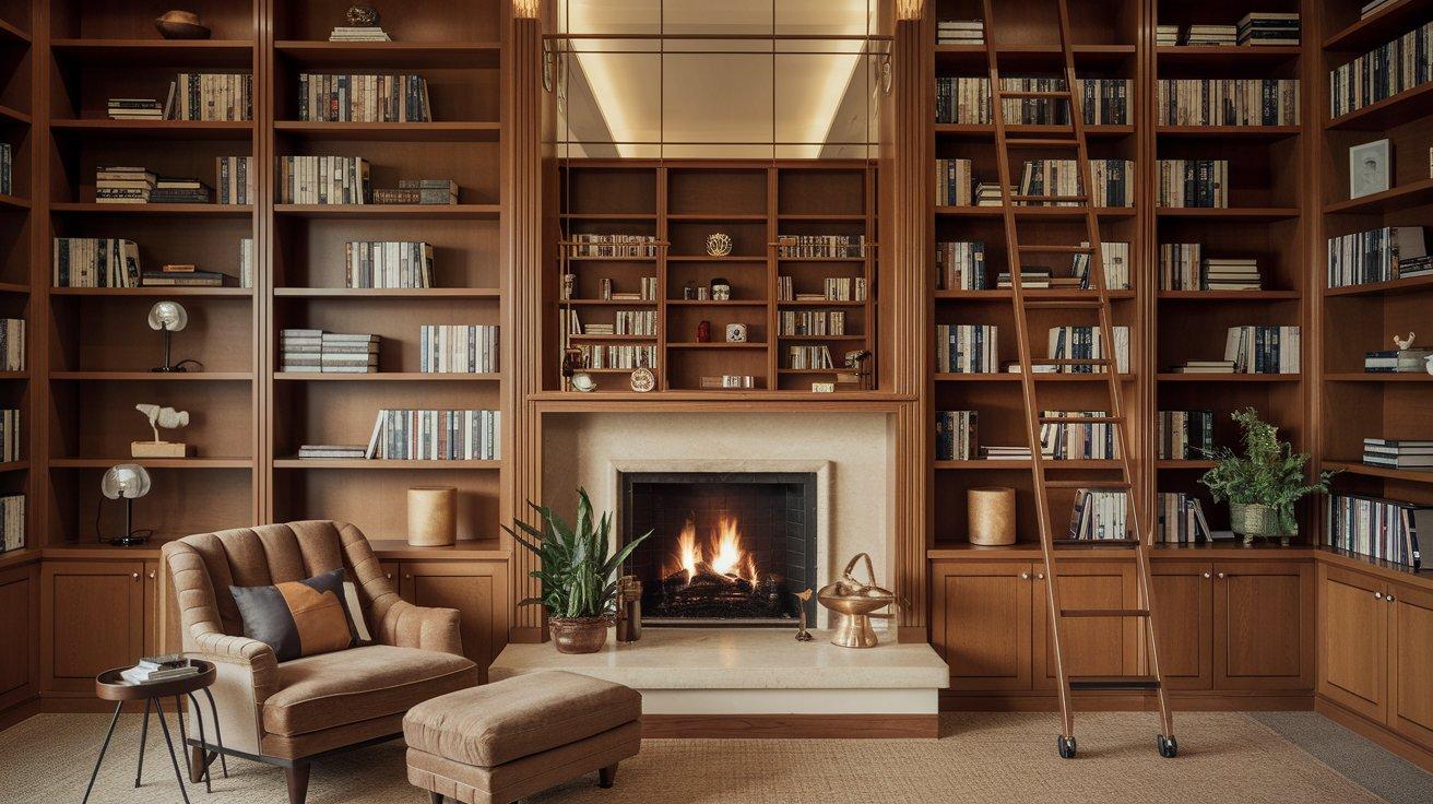 Bookshelves with Fireplace