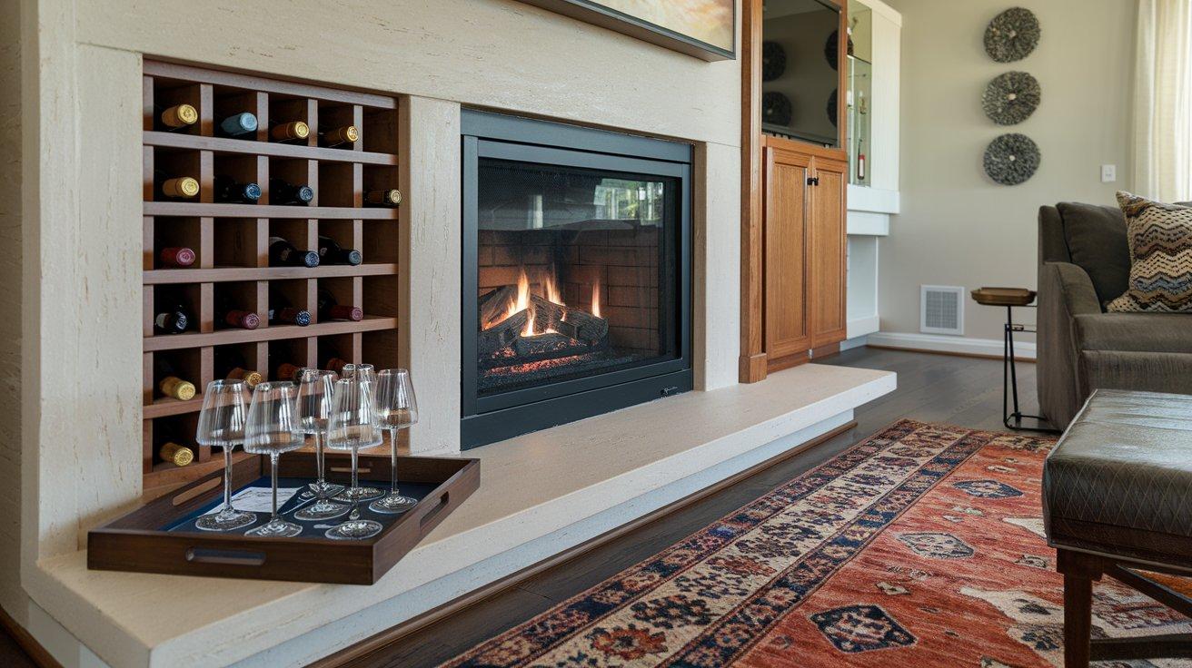 Fireplace with Wine Rack