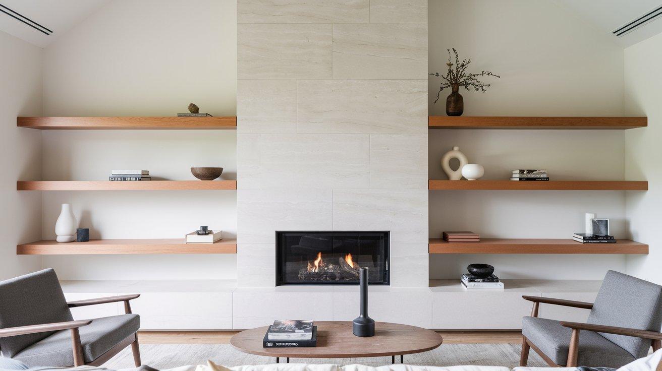 Floating Shelves Fireplace