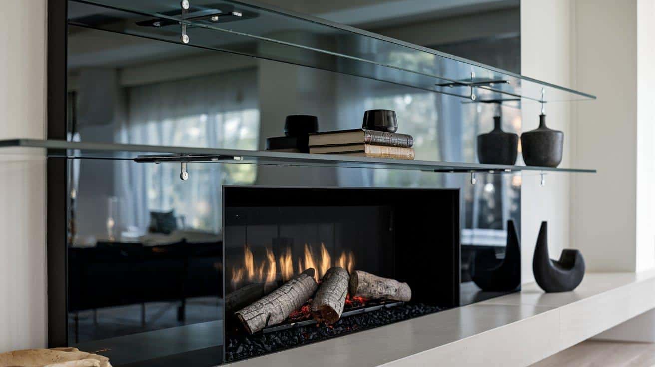 Glass Shelving Fireplace