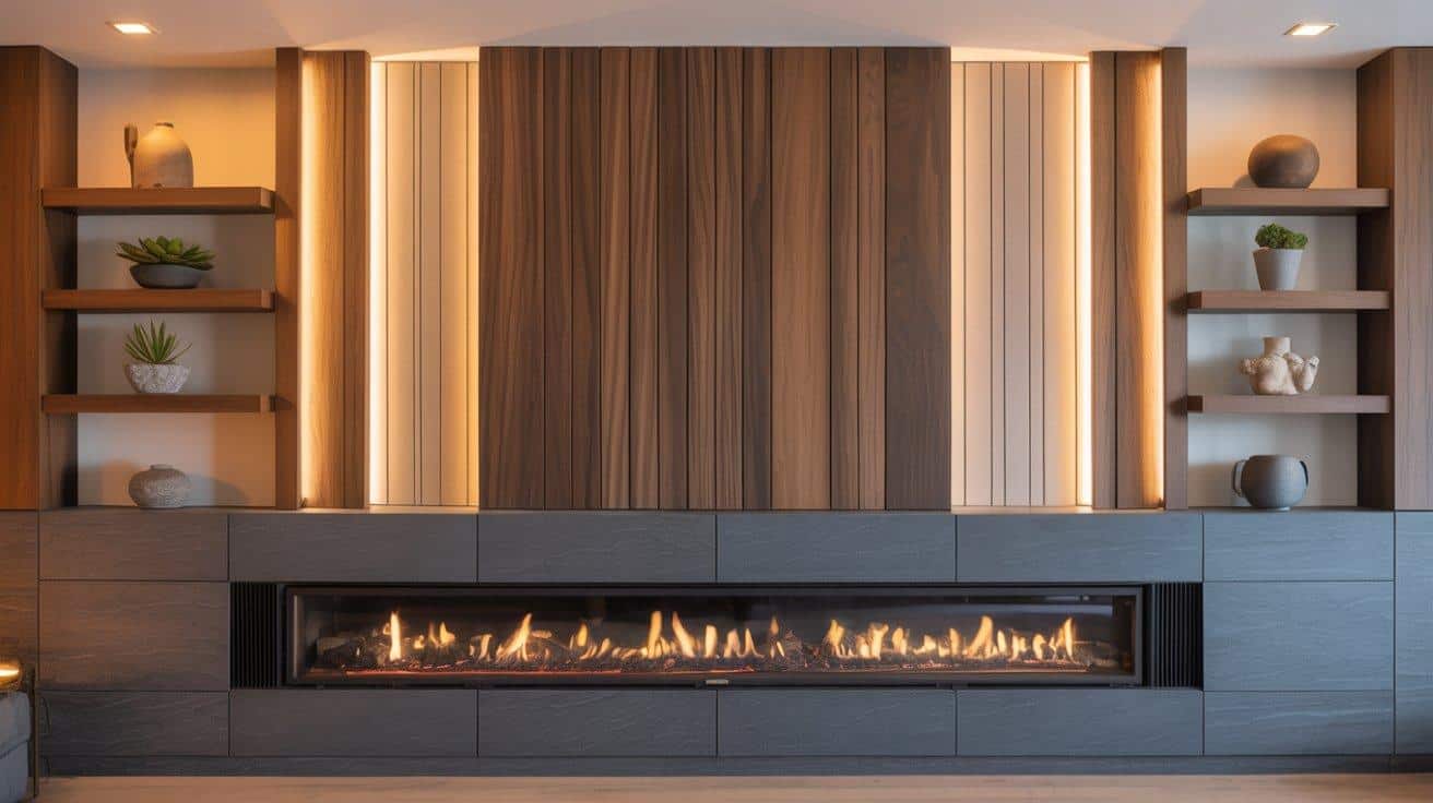 Linear Fireplace with Panels