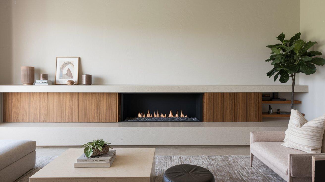 Recessed Fireplace with Storage