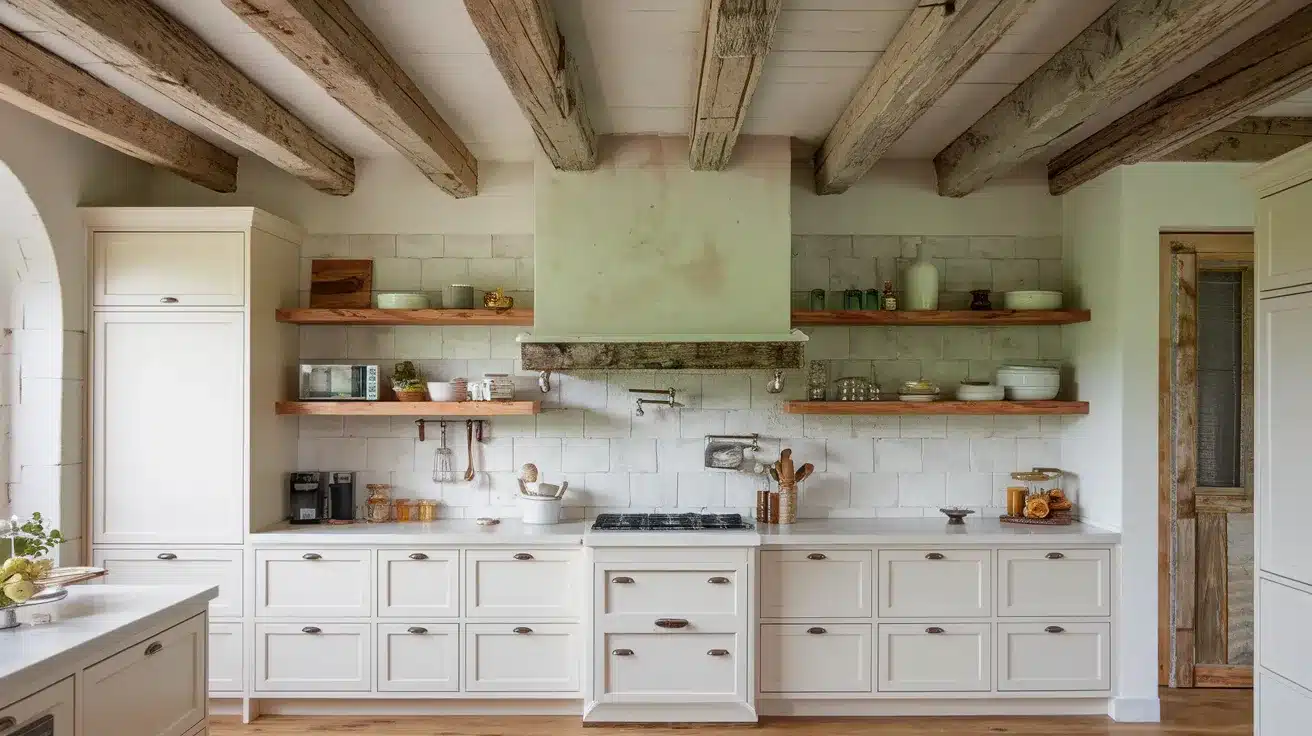 White Cabinets with Reclaimed Wood Accents